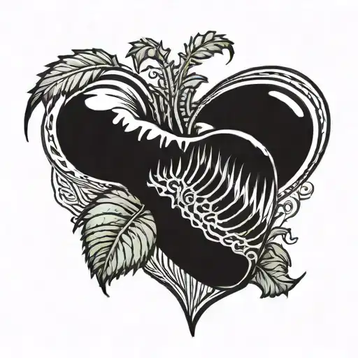 Venus flytrap eating heart shape tattoo design idea