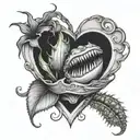 Venus flytrap eating heart shape tattoo design idea