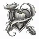 Venus flytrap eating heart shape tattoo design idea
