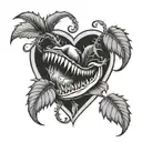 Venus flytrap eating heart shape tattoo design idea