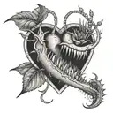 Venus flytrap eating heart shape tattoo design idea
