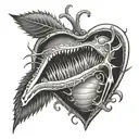 Venus flytrap eating heart shape tattoo design idea