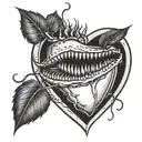 Venus flytrap eating heart shape tattoo design idea