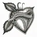 Venus flytrap eating heart shape tattoo design idea