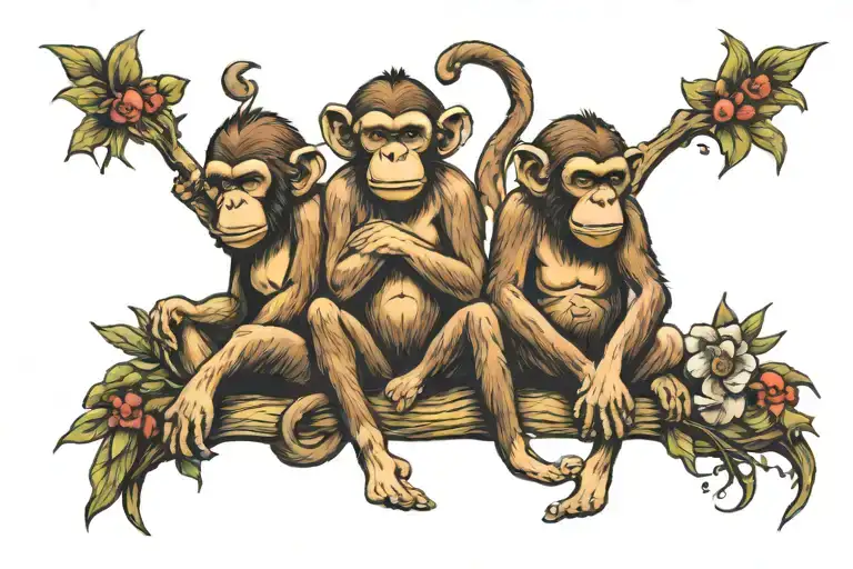Three wise monkeys : Don't criticize, don't condemn, don't complain tattoo design idea