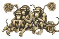 Three wise monkeys : Don't criticize, don't condemn, don't complain tattoo design idea