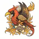 phoenix rising ashes into glory + lily tattoo design idea
