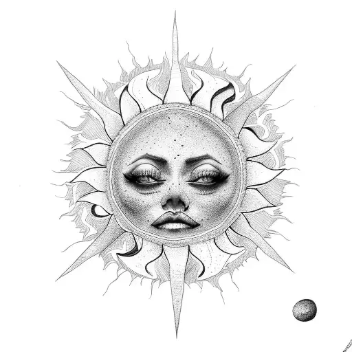 sun transform to moon tattoo design idea