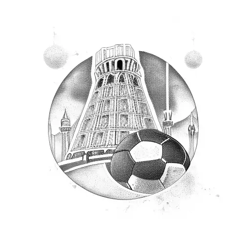 A tattoo of Italy's iconic landmarks intertwined with musical notes and soccer balls tattoo design idea