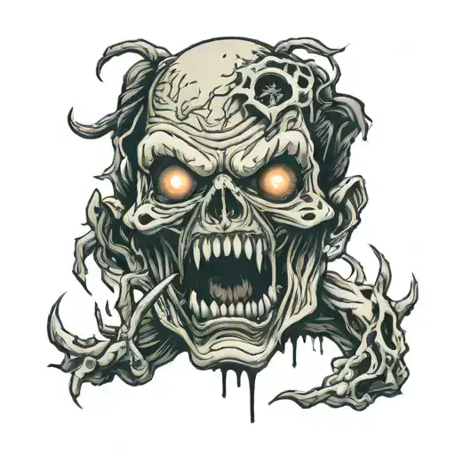 realistic zombie bite taken tattoo design idea