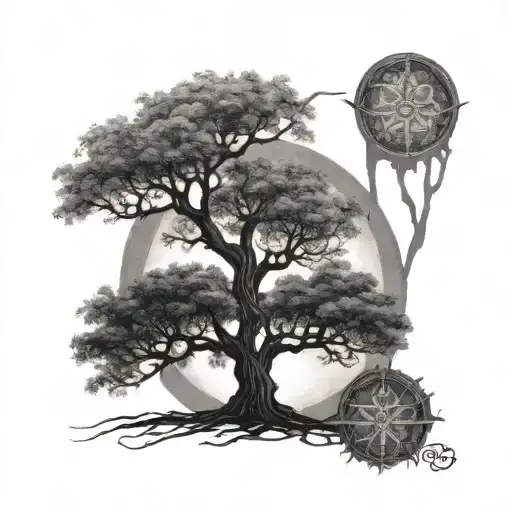 lord of the rings - tree of gondor comined with the inception spinner tattoo design idea