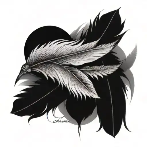 feather feather bird in middle tattoo design idea