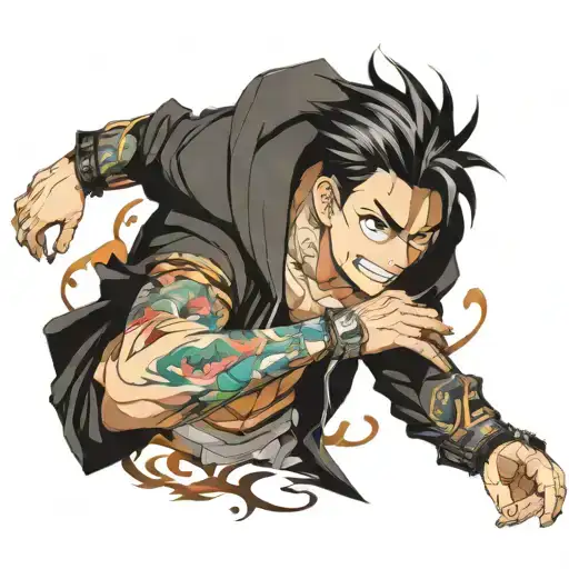 sleeve with anime guys tattoo design idea