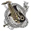 saxophone intertwined tattoo design idea