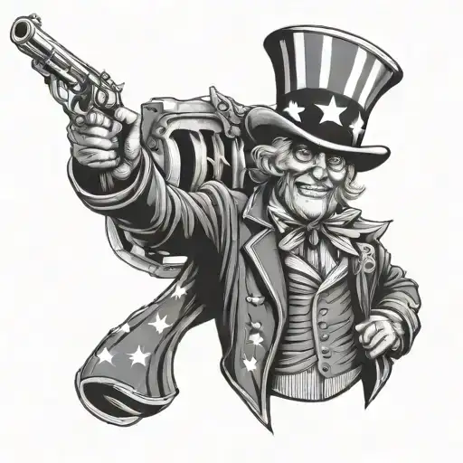 uncle sam with revolvers tattoo design idea