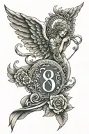 888 angel number tattoo design idea