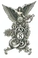 888 angel number tattoo design idea