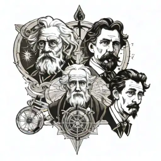 da Vinci archimedes Tesla Einstein Galileo tattoo design idea