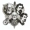 da Vinci archimedes Tesla Einstein Galileo tattoo design idea