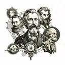 da Vinci archimedes Tesla Einstein Galileo tattoo design idea