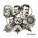 da Vinci archimedes Tesla Einstein Galileo tattoo design idea