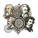 da Vinci archimedes Tesla Einstein Galileo tattoo design idea