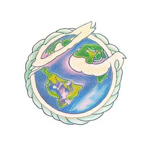 mother gaia holding Earth with nature around her tattoo design idea