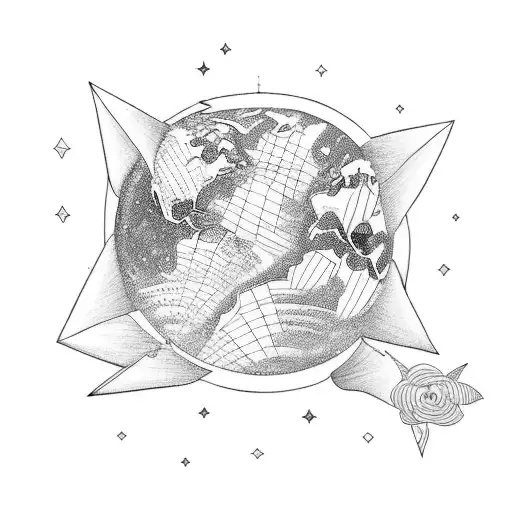 mother gaia holding Earth with nature around her tattoo design idea