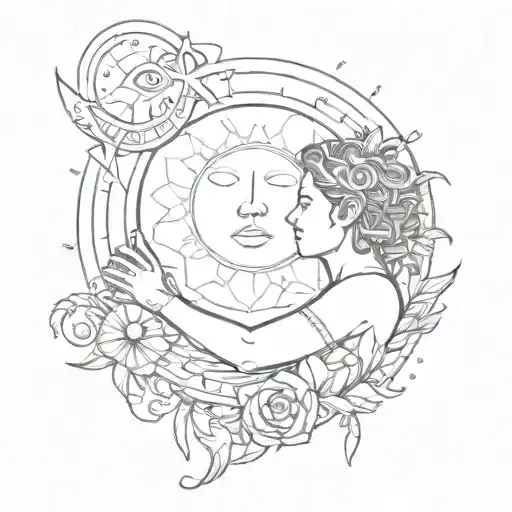 a stranger holds a closed sun moon tattoo design idea