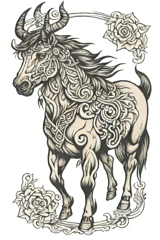 Buffalo horse  tattoo design idea