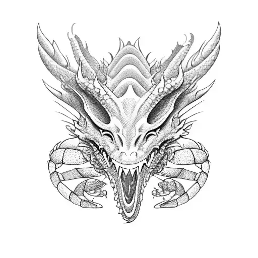dragon with crab tattoo design idea