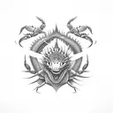 dragon with crab tattoo design idea