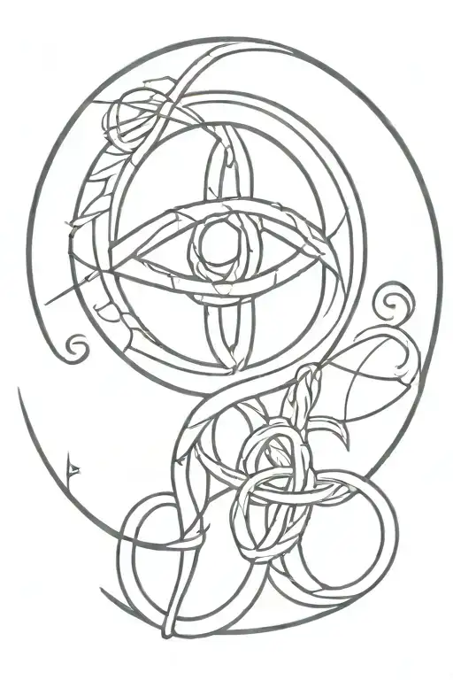 witch's knot with pound scales and the moon tattoo design idea