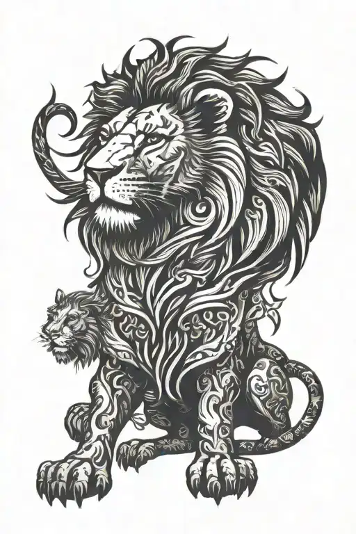 Mighty Lion and date 26 07 1997  tattoo design idea