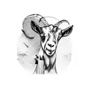 goat playing violin tattoo design idea