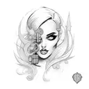 pinup model on Beach tattoo design idea