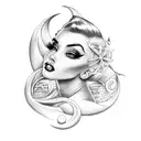 pinup model on Beach tattoo design idea