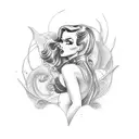pinup model on Beach tattoo design idea