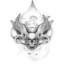 pinup model on Beach tattoo design idea