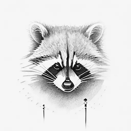 raccoon fighting out trash bag tattoo design idea