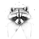 raccoon fighting out trash bag tattoo design idea