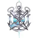 broken hourglass with anchor and compass symbolizing strength and staying in the now tattoo design idea