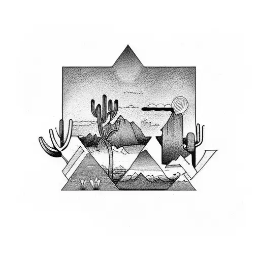 Arizona landscape inside bison tattoo design idea