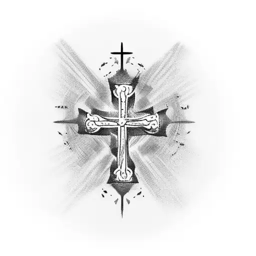 Three crosses that fades at the bottom with the Words, Psalm 28:7, near the bottom.  tattoo design idea