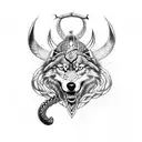 Viking with wolf and snake sleeve tattoo design idea