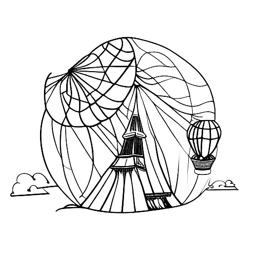 hot air balloon tattoo design idea