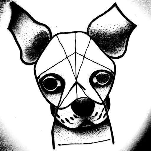 silueta de un perro y una rama de olivo tattoo design idea