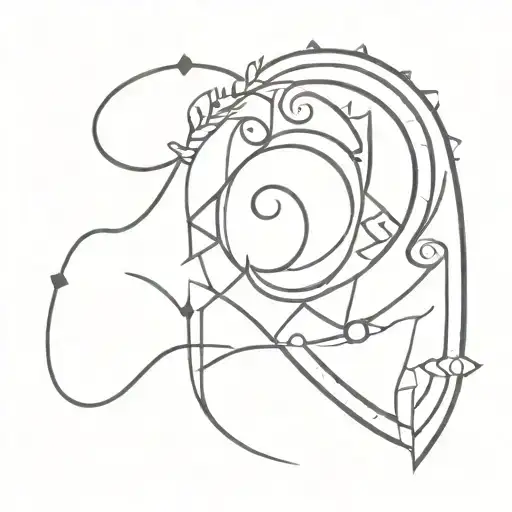 A unique minimalist tattoo design combining symbols of ADHD awareness with bohemian patterns and motifs, representing the client's personal journey and advocacy for mental health tattoo design idea