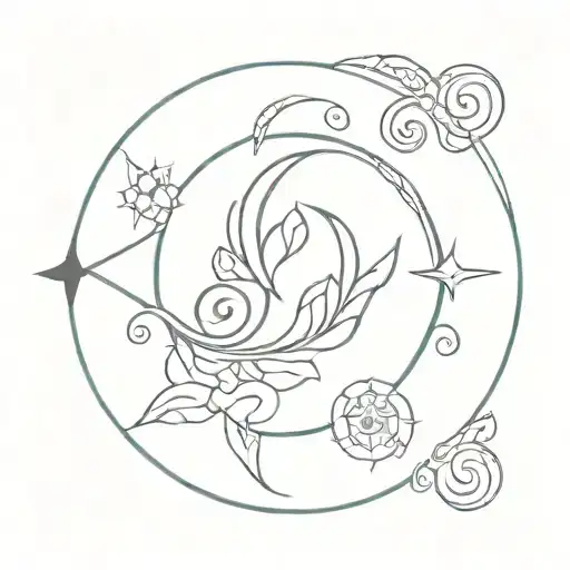 A unique minimalist tattoo design combining symbols of ADHD awareness with bohemian patterns and motifs, representing the client's personal journey and advocacy for mental health tattoo design idea