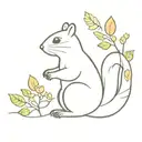 A whimsical minimalist tattoo design of a squirrel with a trail of colorful leaves and acorns, capturing the client's love for squirrels and the outdoors tattoo design idea